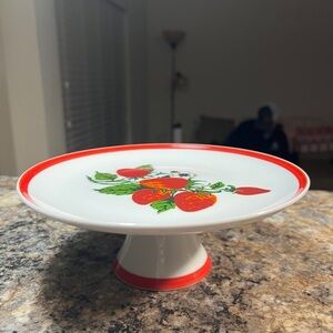 Gorgeous Small Strawberry Pedestal Plate